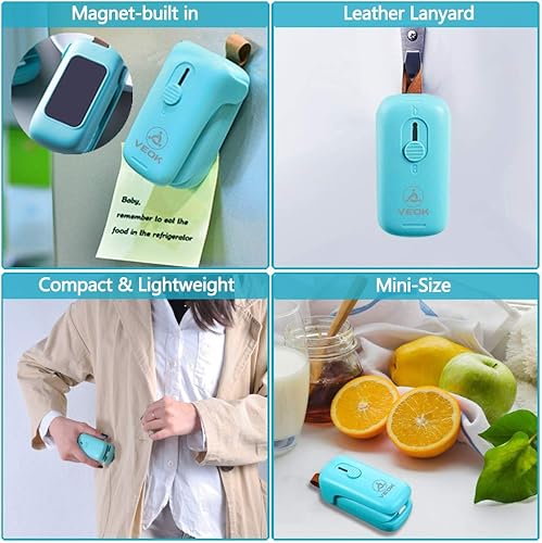 Miniatura 3 de Mini sellador de bolsas, máquina portátil de sellado térmico de bolsas con cortador, sellador de bolsas de chips 2 en 1 de mano para bolsas de