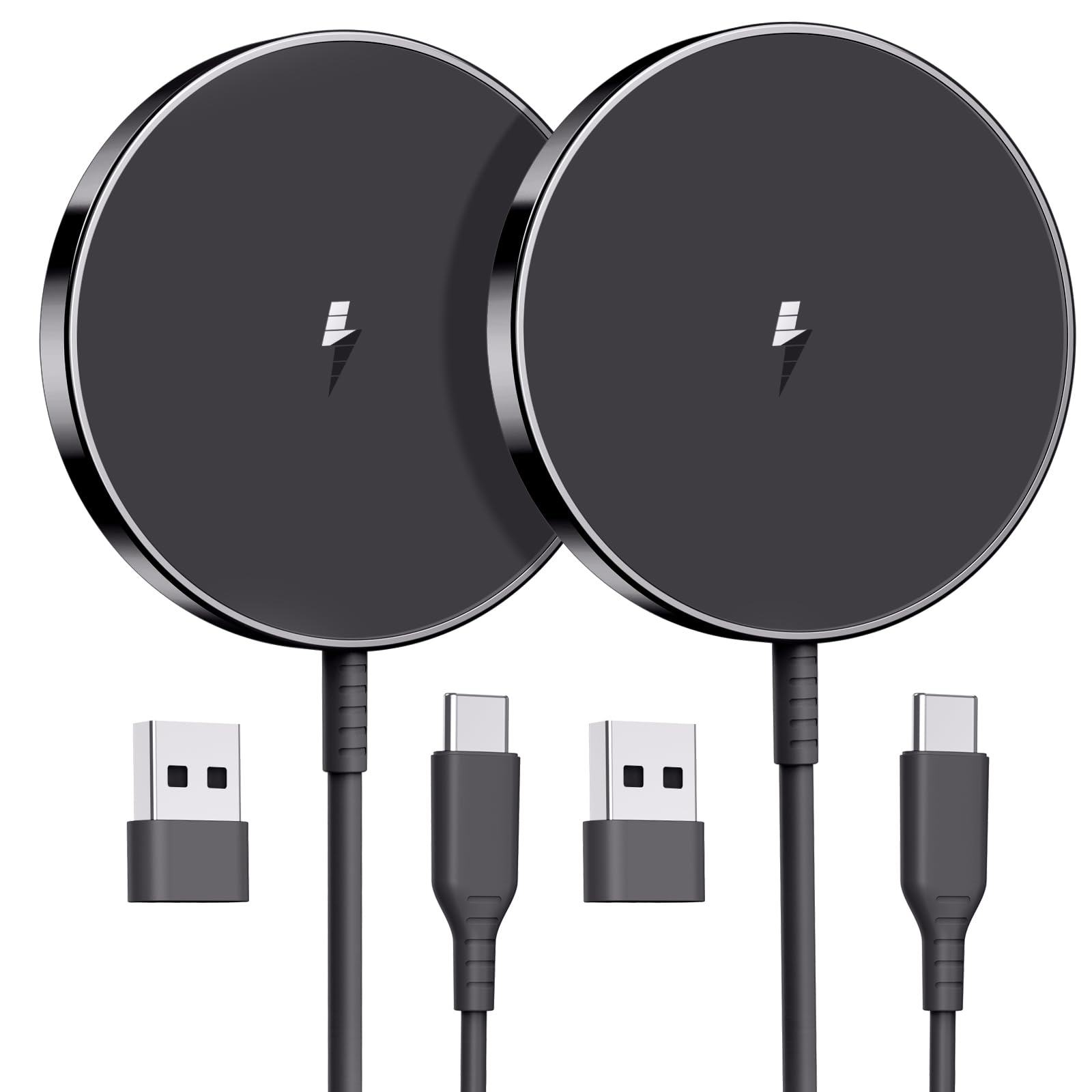 Magnetic Wireless Charger 15W Fast Mag Safe Charger for 16/15/14/13/12 Series 2 Pack 5ft Cable Wireless Charging Pad for AirPods 3/2/Pro 2/Pro Mag-Safe Original Replacement