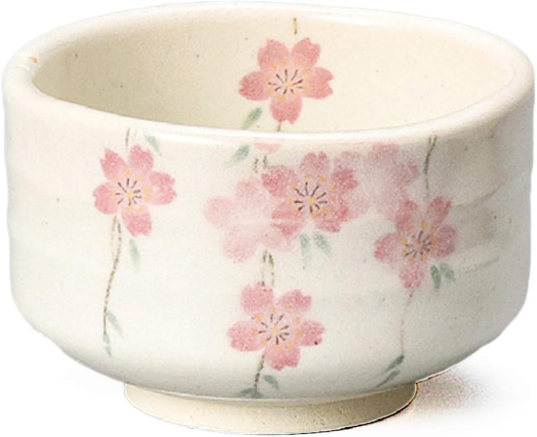 ヤマキイカイ Yamaki Ikai Ceramic F1529 Matcha Bowl, Shunyama Weeping Cherry Blossom, Diameter 4.7 x Height 3.1 inches (12 x 8 cm), Minoyaki