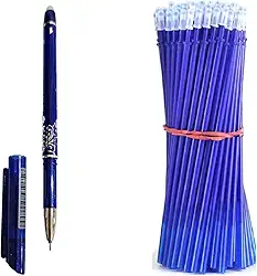 1 Caneta + 10 refil carga recarga de tinta magica fantasminha, que apaga com calor ou borracha cor Azul