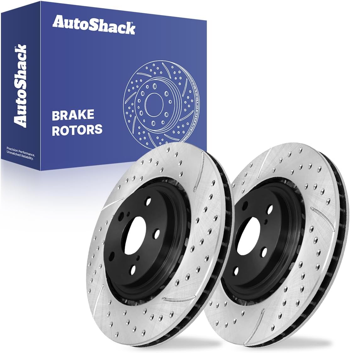 AutoShack Front Vented Drilled & Slotted E-Coated Brake Rotors 2-PC Set Replacement for 2008-2019 Toyota Highlander 2011-2020 Toyota Sienna 2010-2015 Lexus RX350 ShadowGuard 12.91" (328 mm)