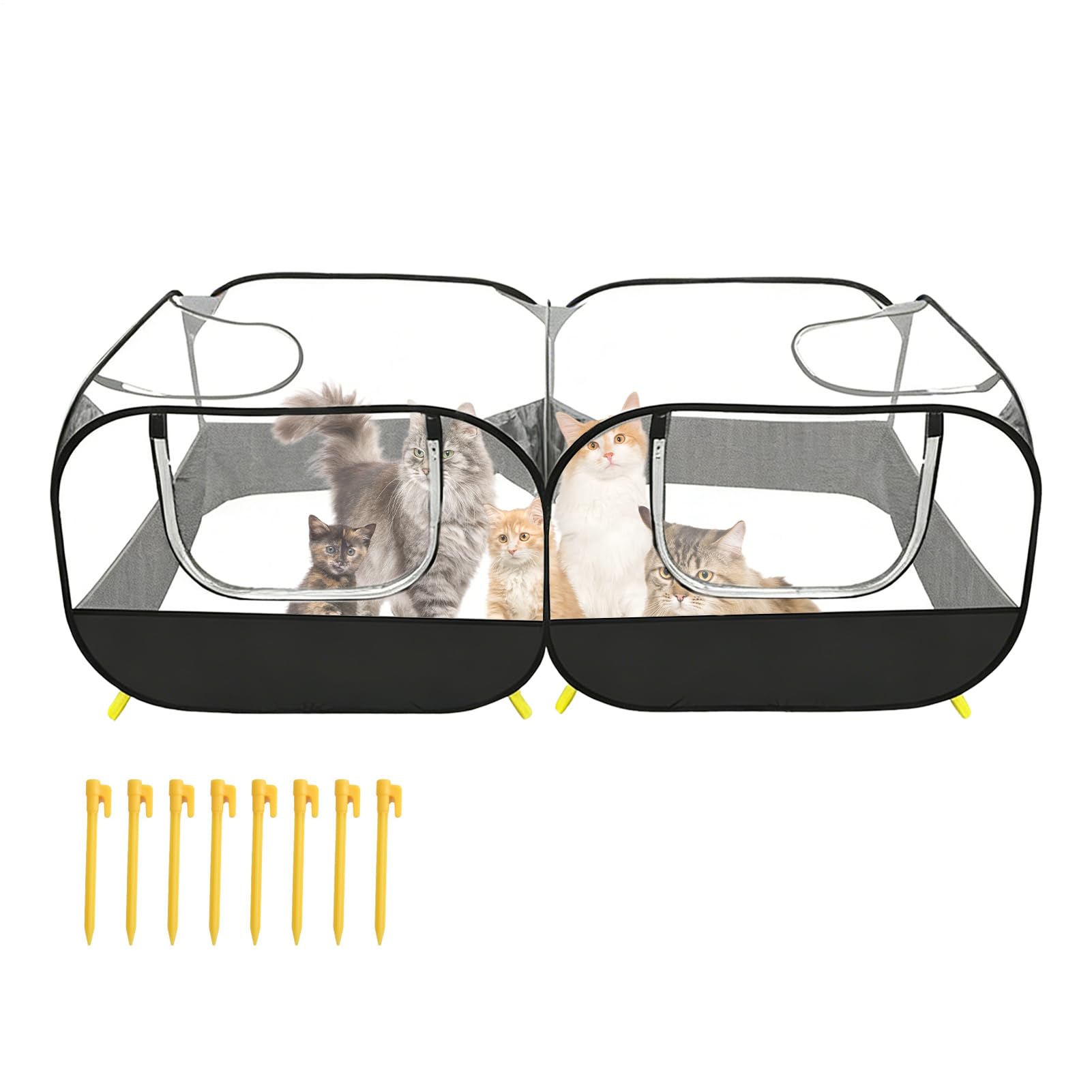 Kitten Playpen - Foldable Cat Enclosure for Indoor Outdoor Travel | Mesh and Sunproof with Cover, Foldable Mesh, Portable Pet Cage for Lawn Garden Yard Small Animal Safe Play Area