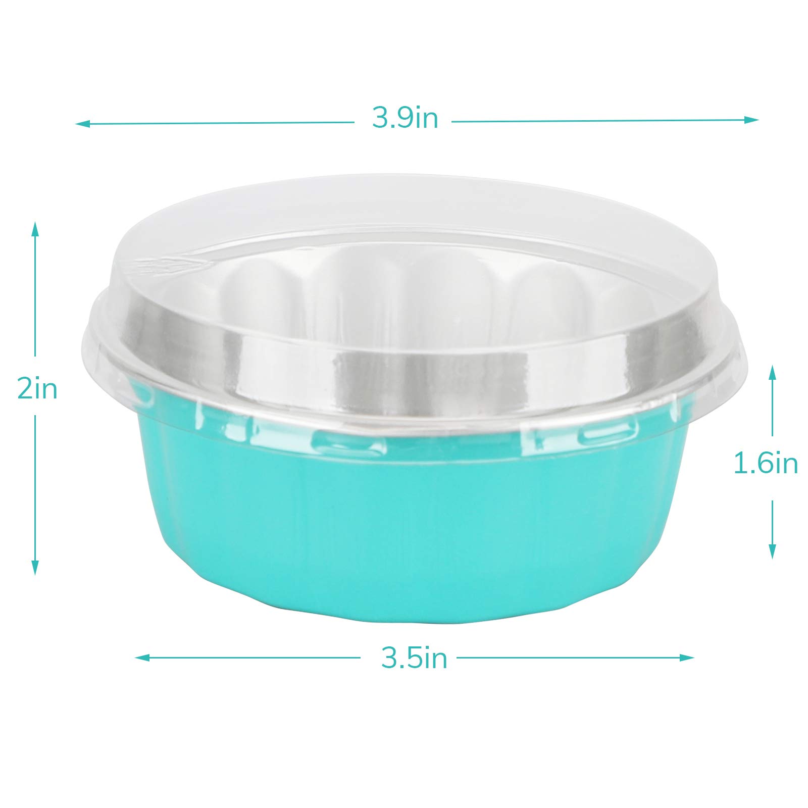 Beasea Vasos de aluminio para hornear con tapas, 8 onzas, paquete de 100 desechables, color azul, perfectos para bodas, cumpleaños y otras ocasiones