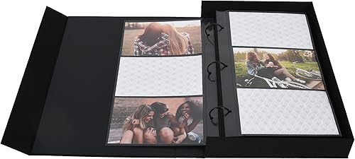 Miniatura 5 de New View Gifts Our Family - Álbum de fotos para mesa de centro con capacidad para 180 fotos de 4 x 6 pulgadas, lino negro