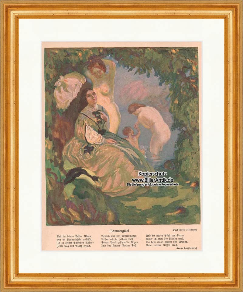 Biller Antik Summer Happiness Paul Rieth See Baden Nude Franz Langheinrich Youth 1617 Framed