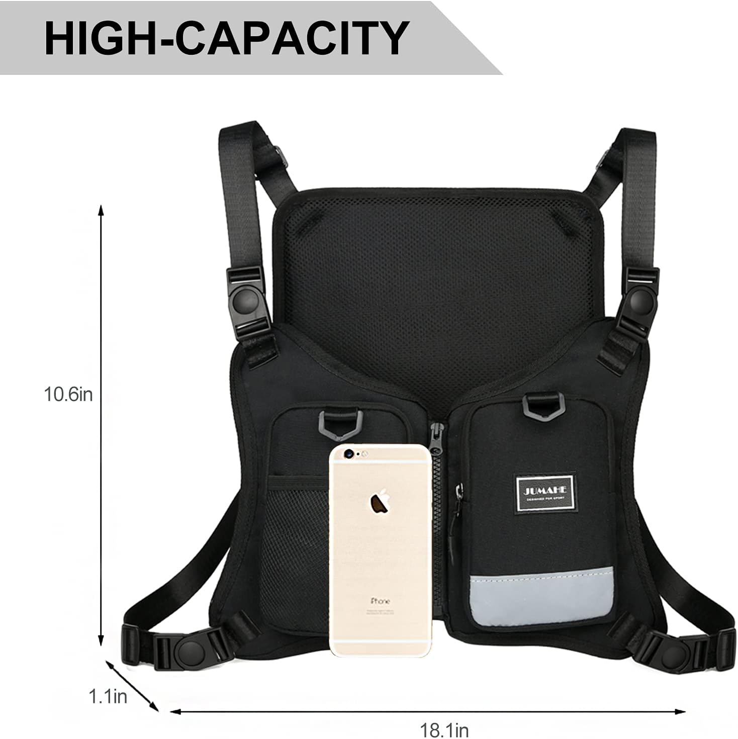 YEVHEV Running Backpack Vest Cell Phone and Accessories Holder Lightweight Pack for Walking Cycling (Black3)