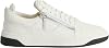 GZ94 Low Top Leather Sneakers With Silver Metal Zippers