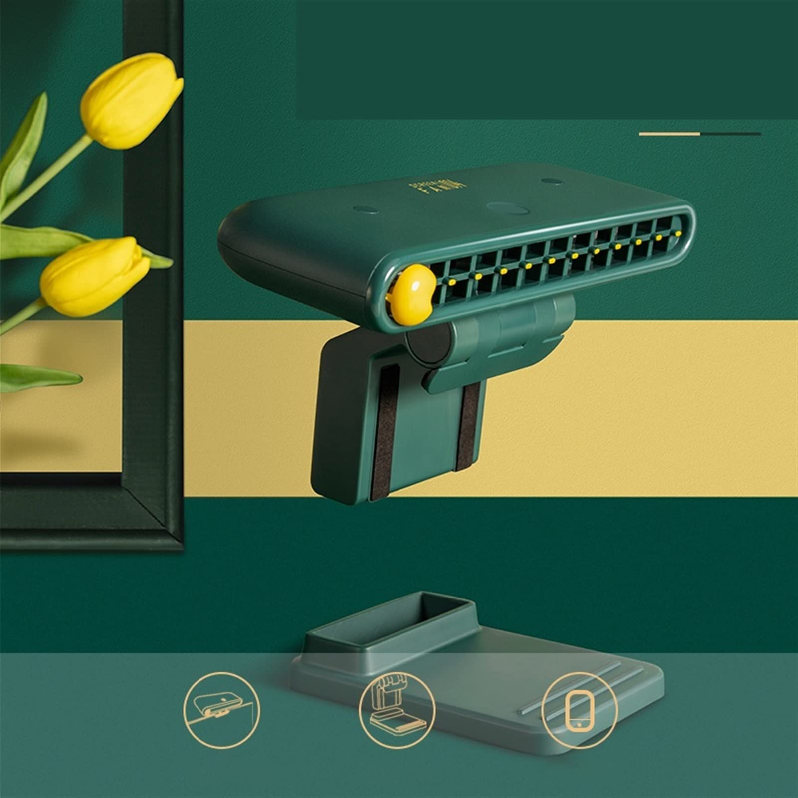 Condizionatore d'Aria Portatile, raffrescatore d'Aria Portatile, Piccolo condizionatore con Base di Supporto, Ventilatore Personale (Verde)