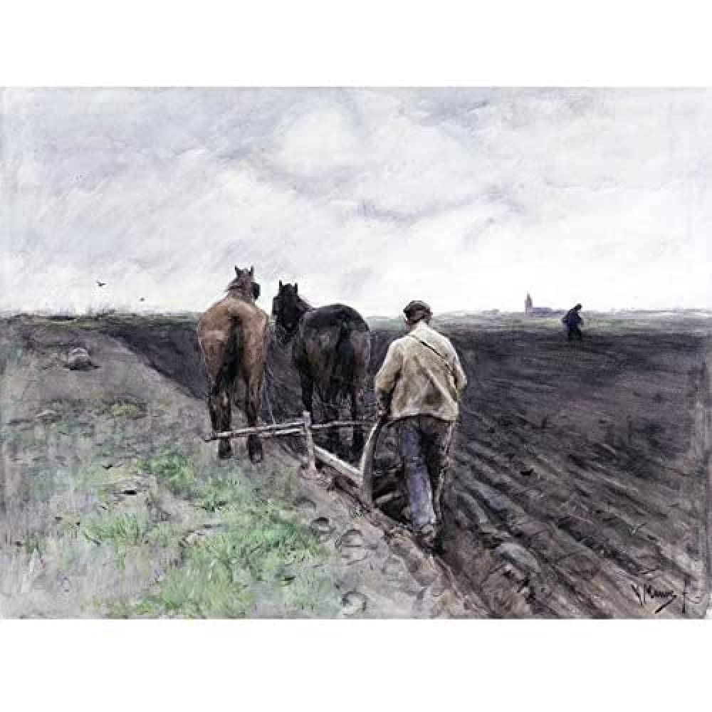 Artery8 Anton Mauve Farmer Behind The Plough Painting Unframed Wall Art Print Poster Home Decor Premium