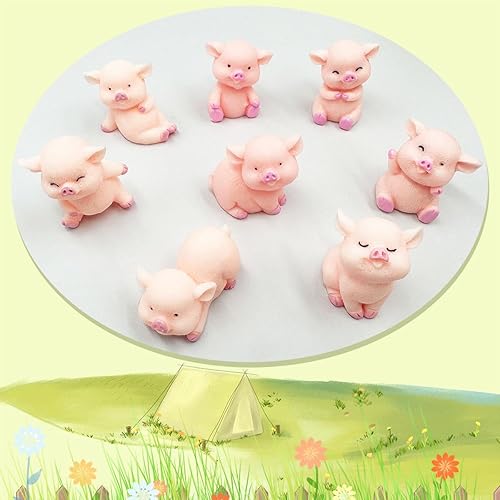 Miniatura 4 de Figuras de cerdo en miniatura, 16 piezas de resina, figuras miniatura de cerdo rosa, adornos de animales, modelo de musgo, paisaje, acuario, maceta,
