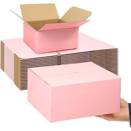 Pink Shipping Boxes Medium 8x8x4 Inches for Effortless Mailing & Small Business Packing