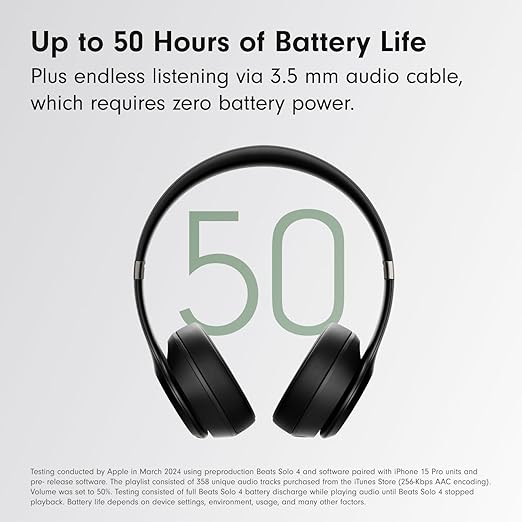 Beats Solo 4 - Wireless Bluetooth On-Ear Headphones, Apple & Android Compatible, Up to 50 Hours of Battery Life - Matte Black thumbnail 3