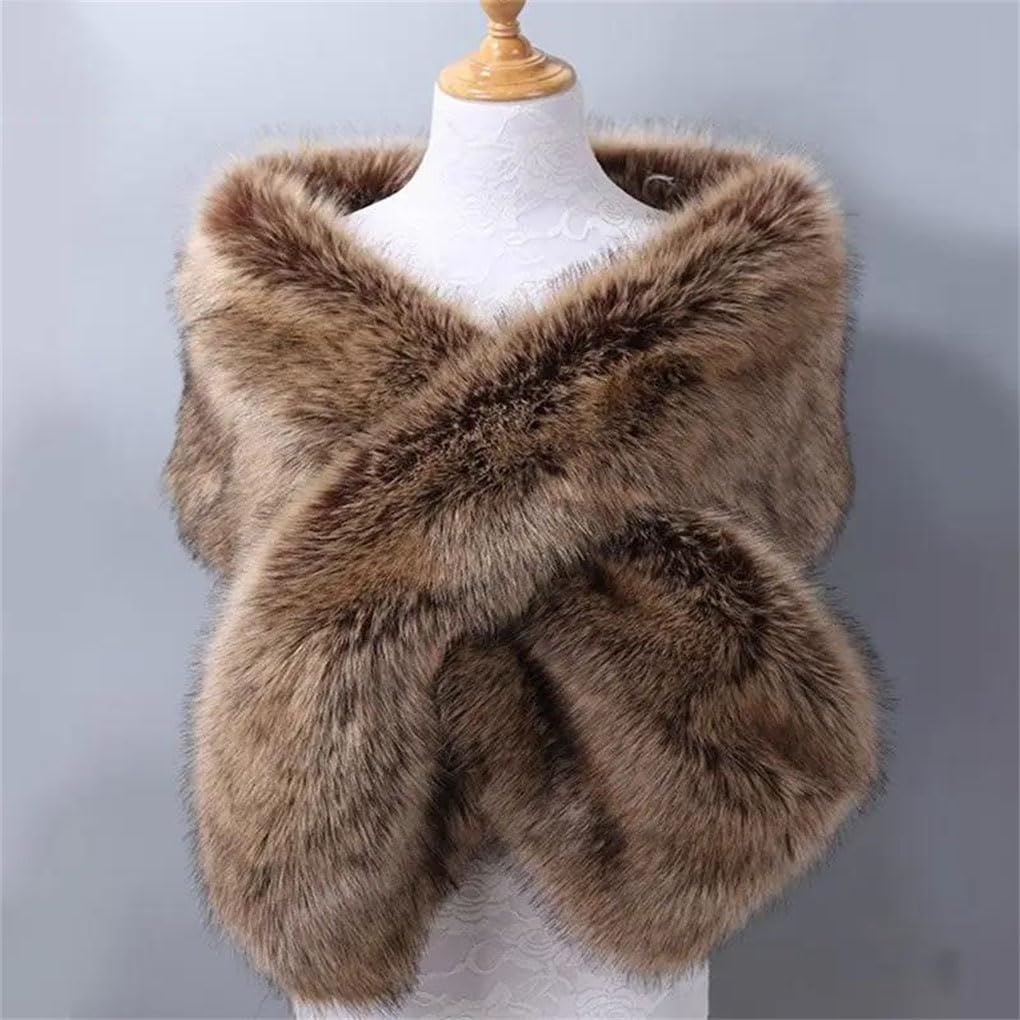 Brauner Kunstfell, Hochzeitsschal, Damen, Party, Braut, Umhang, Umhang, Winter, Brautschmuck, Wickelzubehör