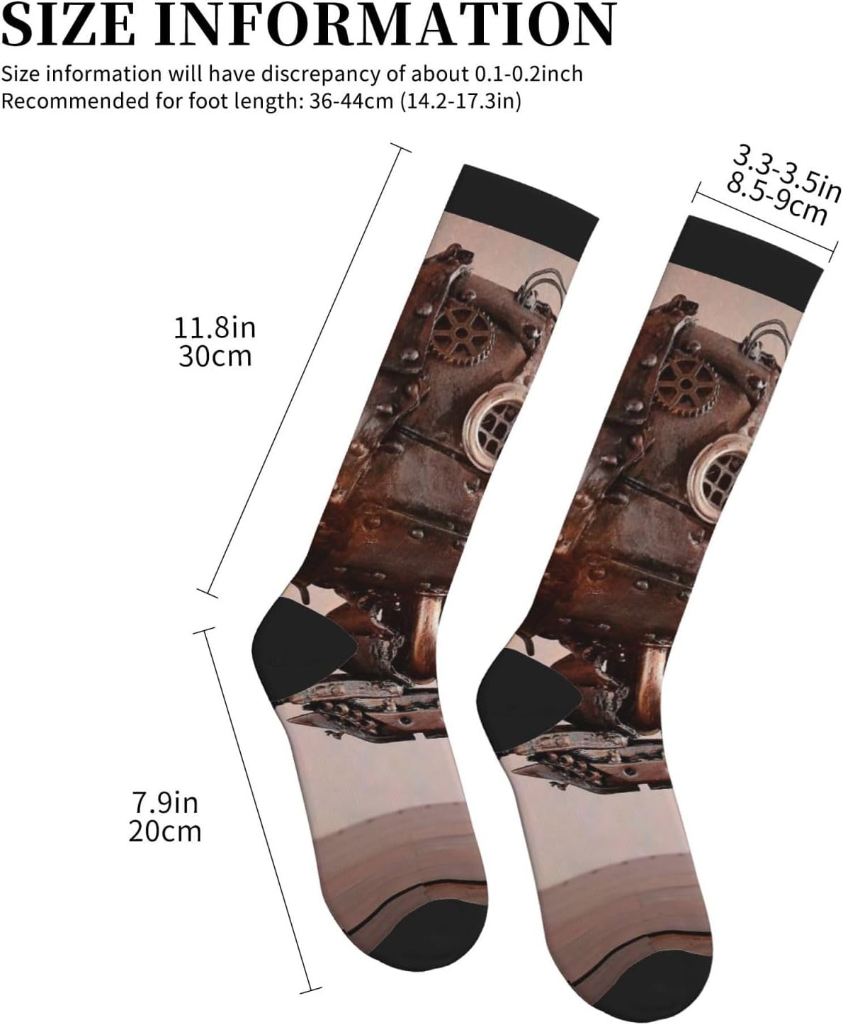 Steampunk Airship Gears Chessboard Flight Tight Fitting Women'S Men'S Knee High Running Socks