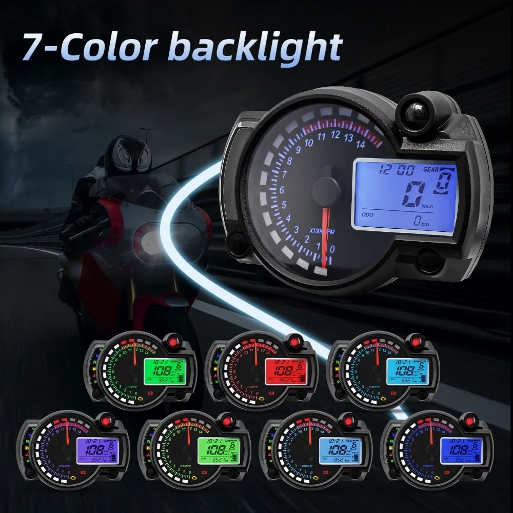 odómetro Velocímetro Universal para motocicleta, tablero Digital LED para Moto, Panel contador de horas para Motocross 7 colores