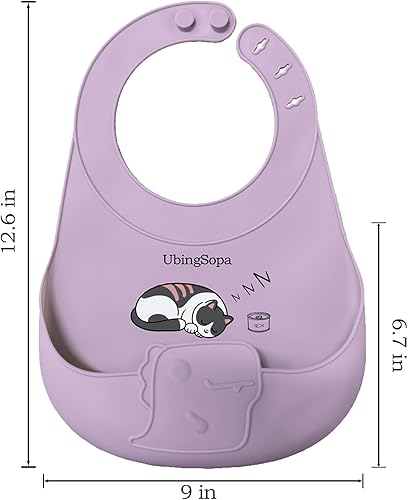 Miniatura 4 de Baberos de silicona para bebés: ajustables, suaves, impermeables y duraderos, con gran bolsillo para atrapar alimentos, aptos para la alimentación
