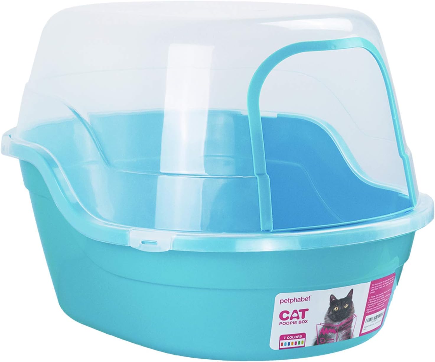 Petphabet litter tray Cat Litter Tray/cat litter box Toilet box XXL, 63x48x43cm, Jumbo Hooded Cat Litter Tray with lid Extral Large Litter tray enclosed Pet litterbox Teal