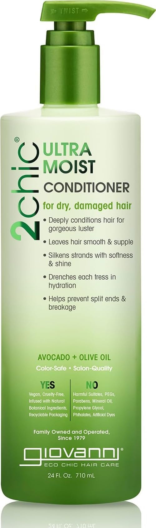 GIOVANNI 2chic Ultra-Moist Conditioner, Avocado & Olive Oil, 24 oz