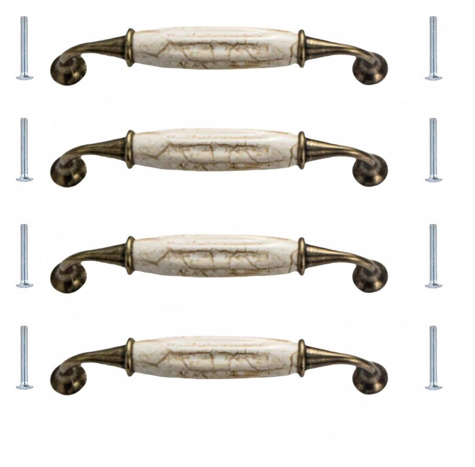 Lqzaxsrdr 141*35Mm Ceramic Cupboard Drawer Handle Knobs, Ceramic Door Knobs, 4Pcs Marble Single Hole Cabinet Drawer Handle Multiple Sizes(141 * 35Mm)