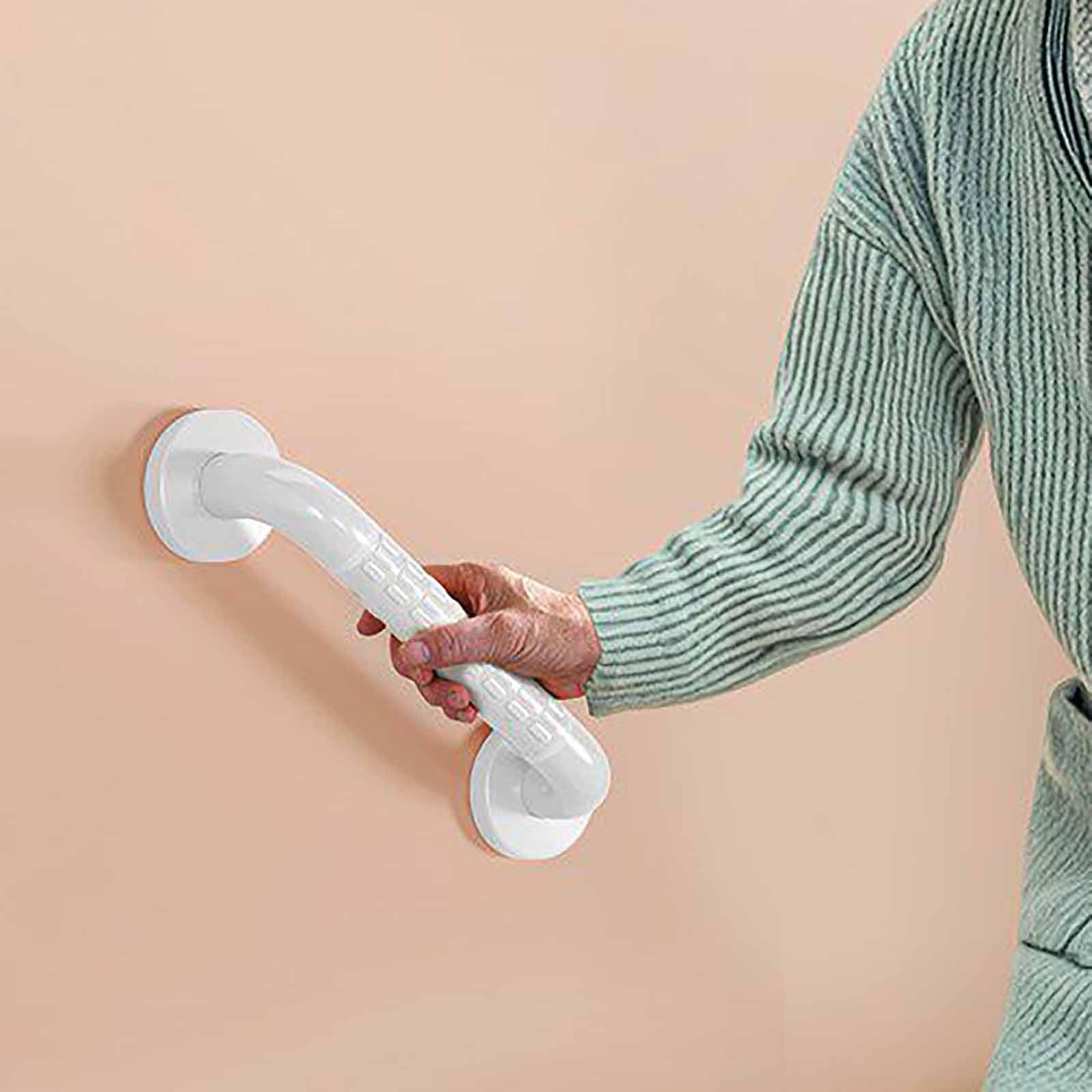 Barra De Apoyo Recta De Pared con Textura Antideslizante En Relieve, Asa De Apoyo Auxiliar para Interiores, Ideal para Personas Mayores En La Ducha O El Baño.(White,48cm)