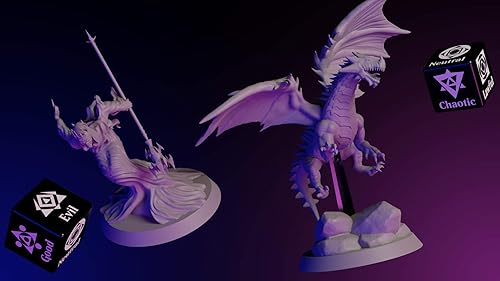Miniatura 6 de Citadel Black Colossal Onslaught Miniatures Set – 4 unidades – Base grande de 1.97 pulgadas (1.969 in), D&D BBEG Minis sin pintar, incluye dragón,