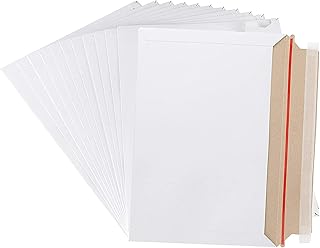 100 PCS 12.7 x 9 Inch White A4 Mailers with Tear Tape, Stay Flat White Mailers No Bend Paperboard Mailers, Self Seal Cardboard Envelopes for Shipping Photos, Magazines