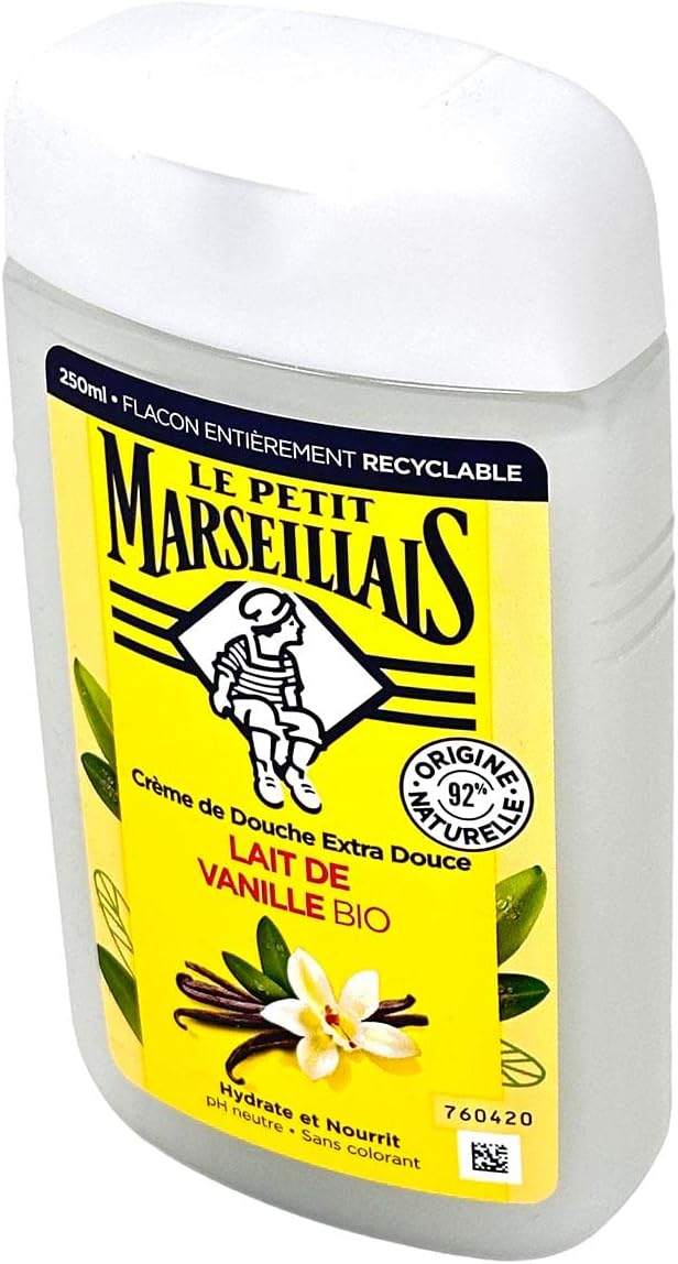 1 Bottle of Body Wash Your Choice, French Shower Cream 6 Varieties 250ml (8.4oz) (Lait de Vanille (Vanilla Milk)) by Le Petit Marseillais