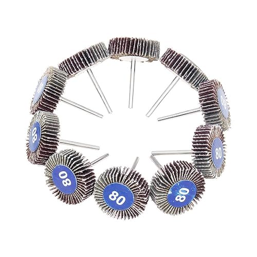 Miniatura 7 de AUTOTOOLHOME Paquete de 10 lijadoras abrasivas de rueda de aleta abrasiva de grano 80 con vástago de 18 pulgadas para taladro, pulido y lijado,