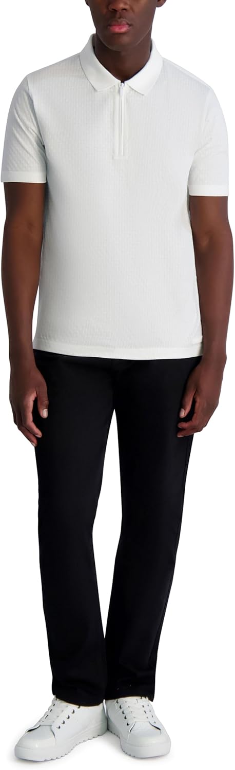 Karl Lagerfeld Mens Basic 1/4 Zip Collared Short Sleeve Polo - Image 2