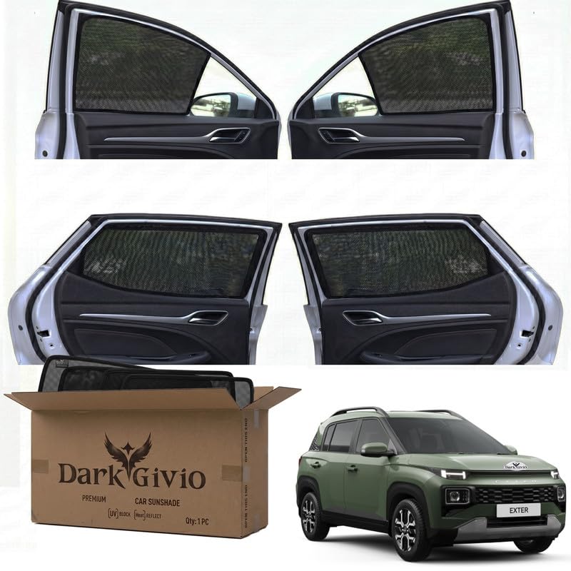 Image of Car Window Sun Shade Protector for EXTER | Exact Fit Non-Magnetic Half Cut Sunshade (Set of 4 /6) | UV Blocker Side Window Car Curtains & Interior Accessory