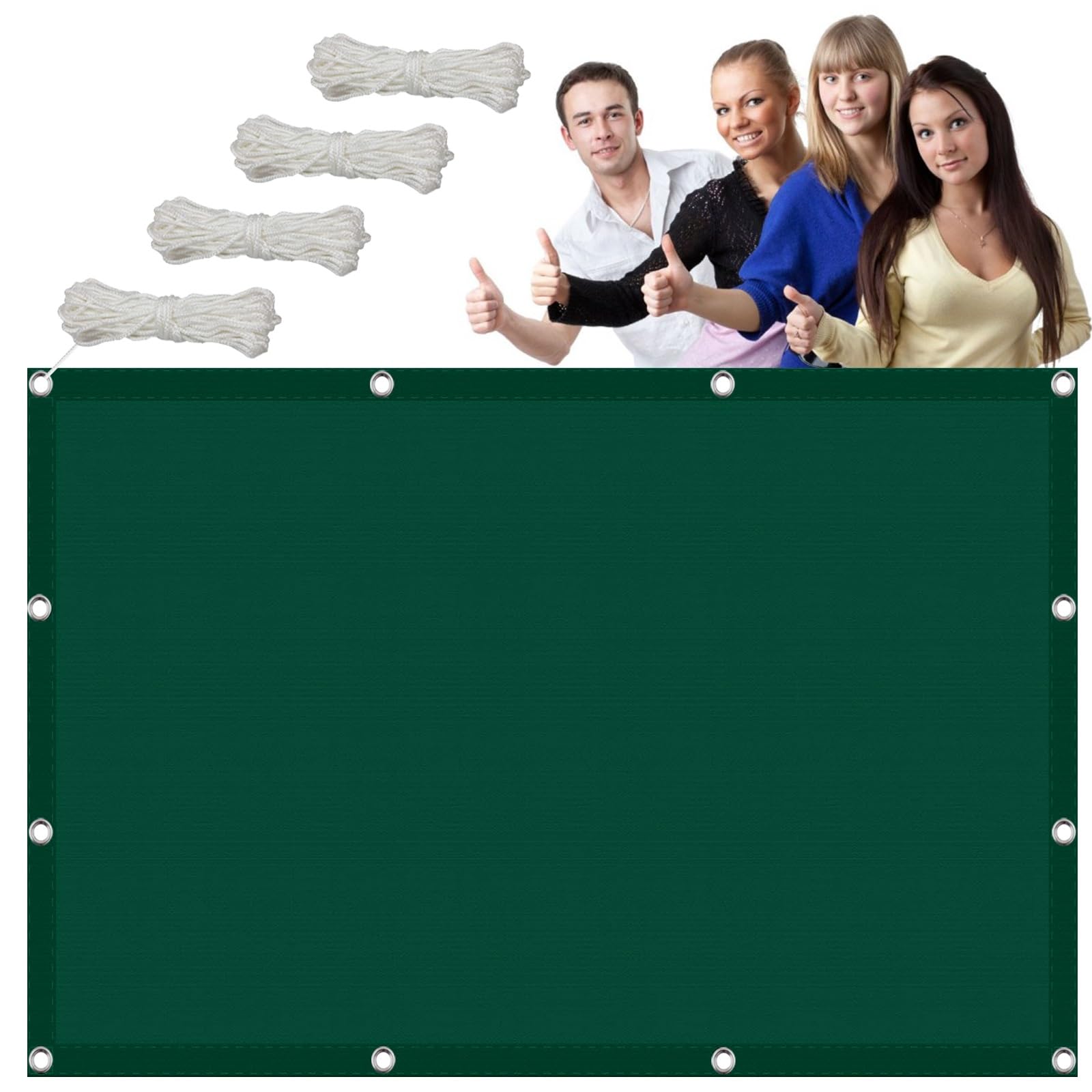 Voile d'ombrage imperméable 3,6x8m carré vert foncé toile terrasse