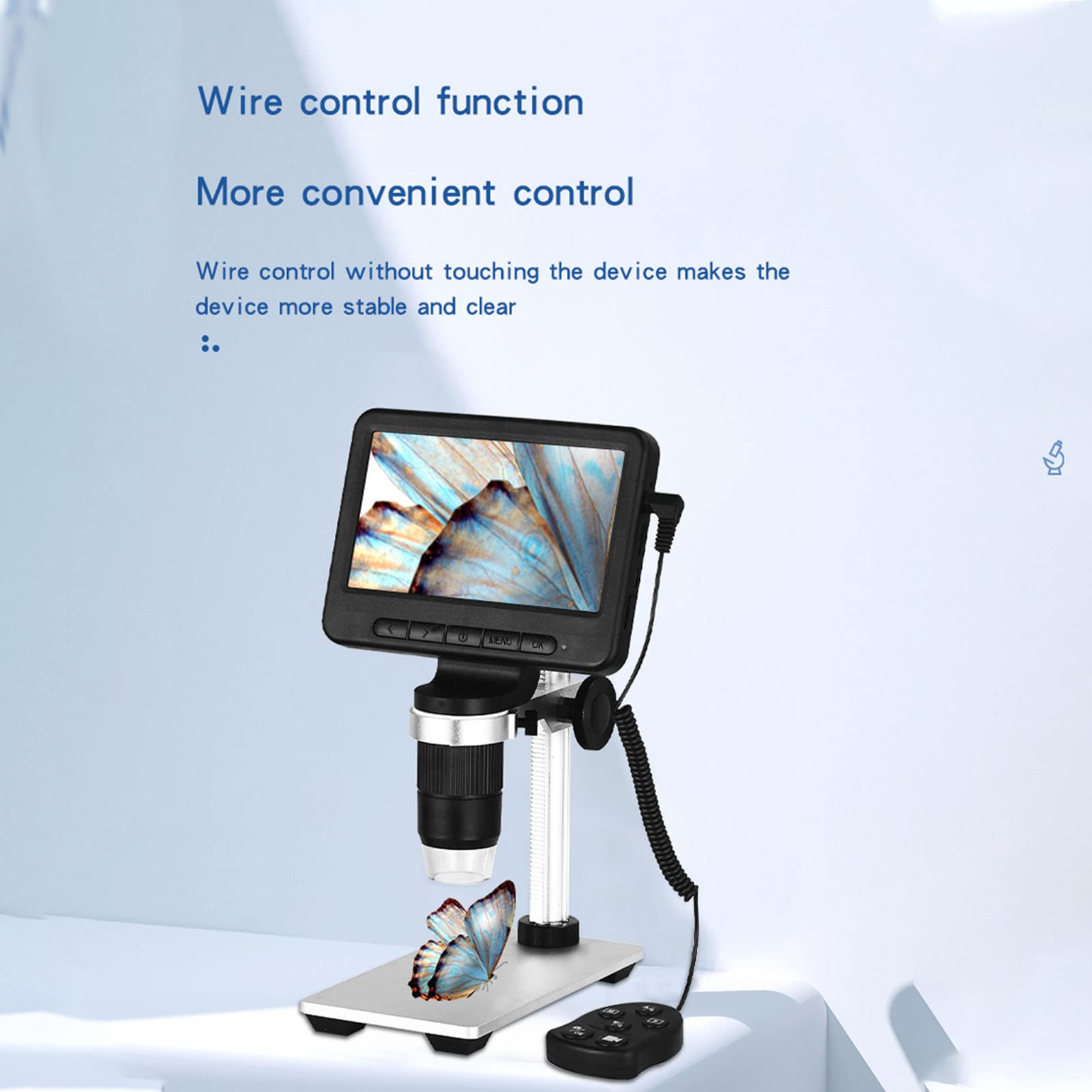 Microscopio USB schermo da 5 pollici dotato di controllo tramite app WiFi Zoom 1000X Illuminazione a 8 LED per sistemi iOS/Android/PC per l'ispezione di circuiti