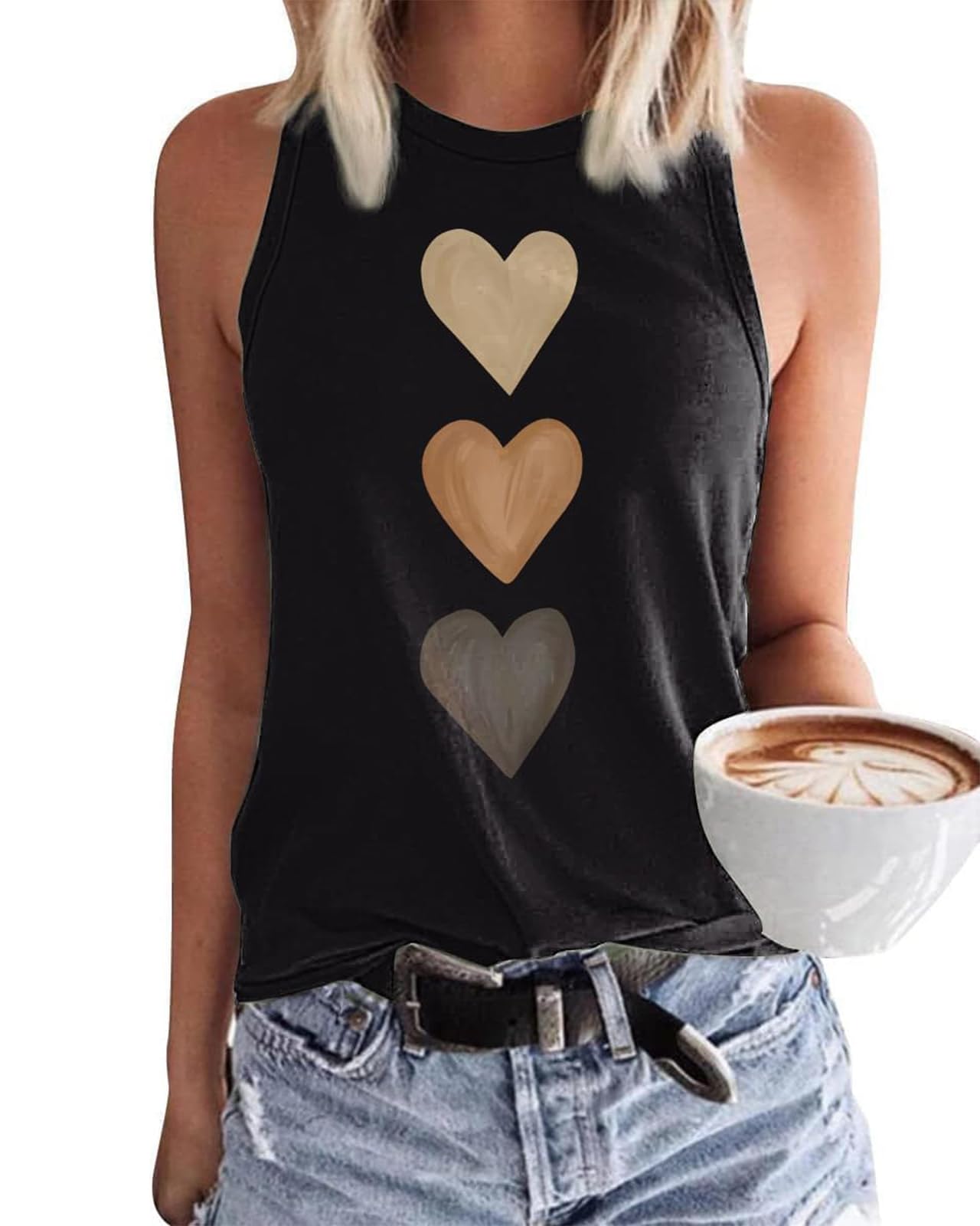 Tanmolo Tops Damen Tank Top Sommer Oberteile Neckholder | Ärmelloses Blusentop, V-Ausschnitt, Leichtes Sommer T-Shirt, Schlüsselloch-Detail, Luftiger Schnitt, Alltag und Büro