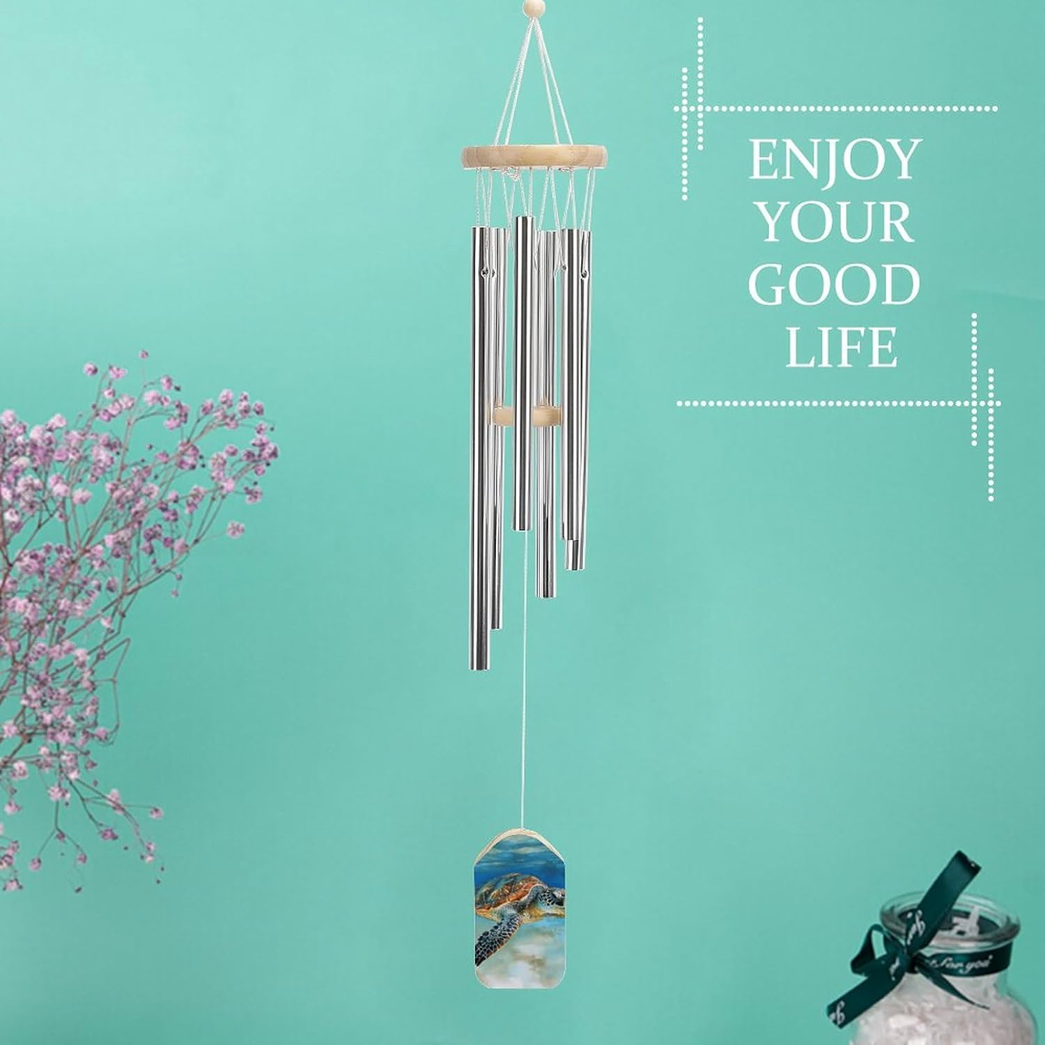 Outdoor Wind Chimes, Sea Turtle Printed Wind Chimes,Simple Wind Chimes,Curtain Wind Chimes for Home Decoration