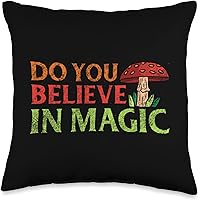 Vista 1 de Funny Mushroom Hunter Shirts & Mycology Gifts Do You Believe in Magic - Almohada divertida de hongos, 16 x 16 pulgadas, multicolor