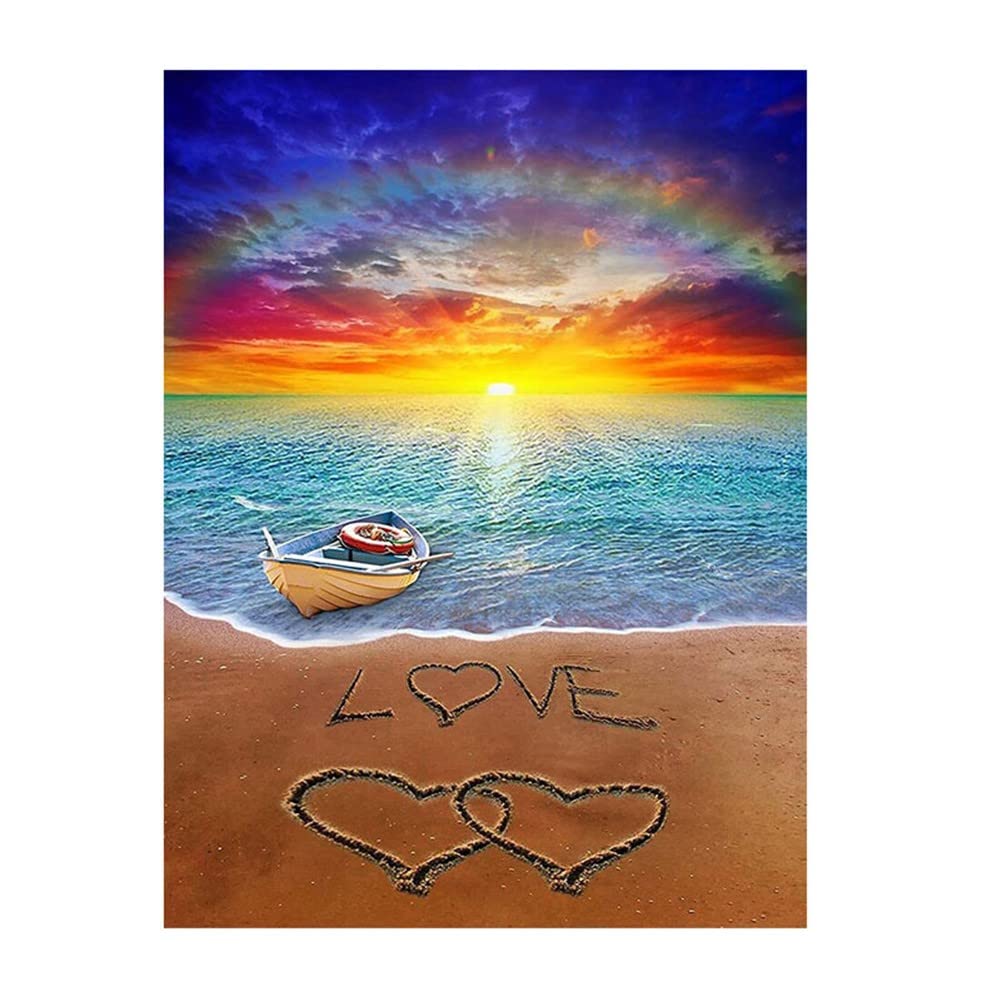 Peinture diamant lever de soleil sur la mer broderie 50x120cm grand format à faire soi-même