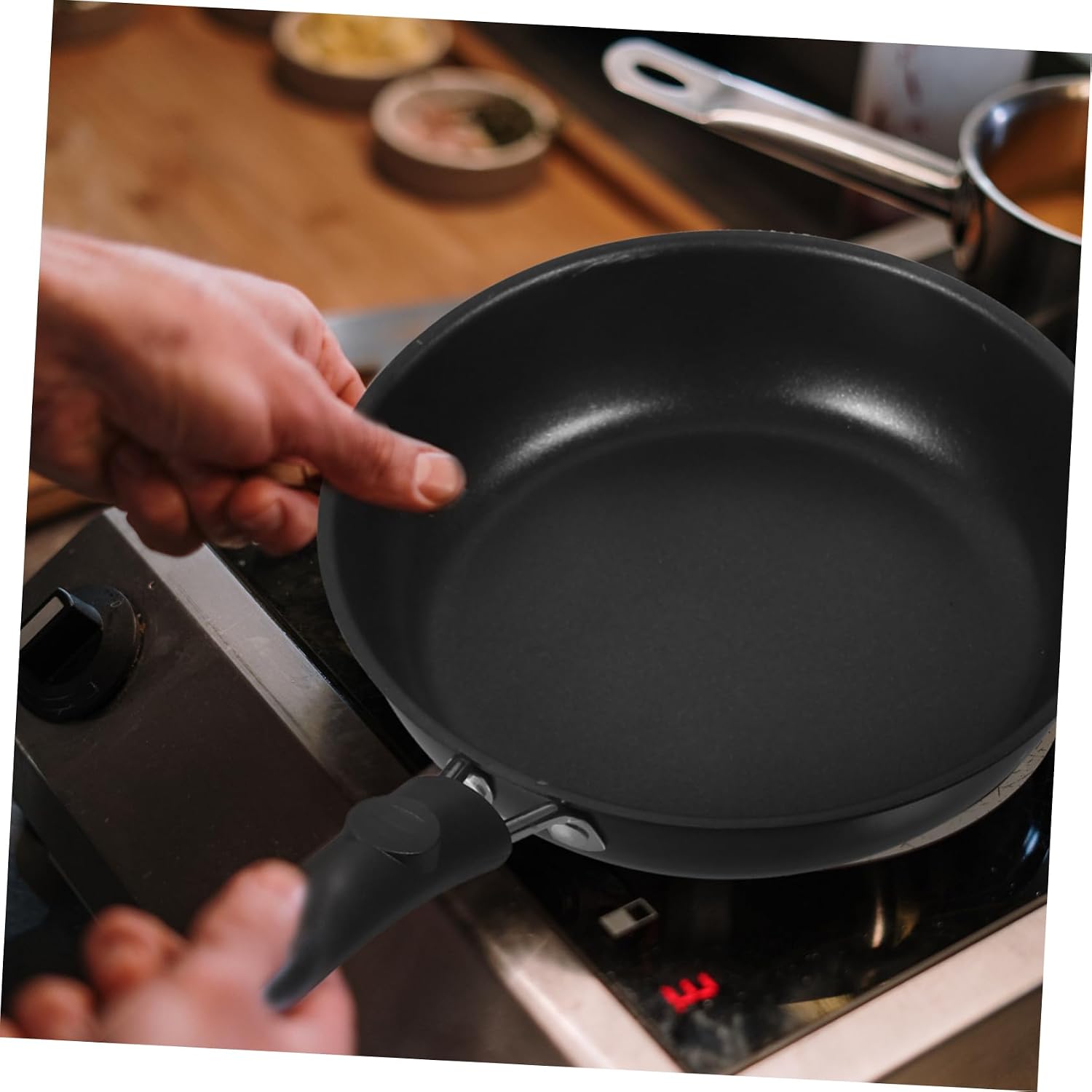 Unomor Flat Bottom Nonstick Pan Set 2pcs Egg Frying Pot Sturdy Handle for Omelette Steak Daily Cooking