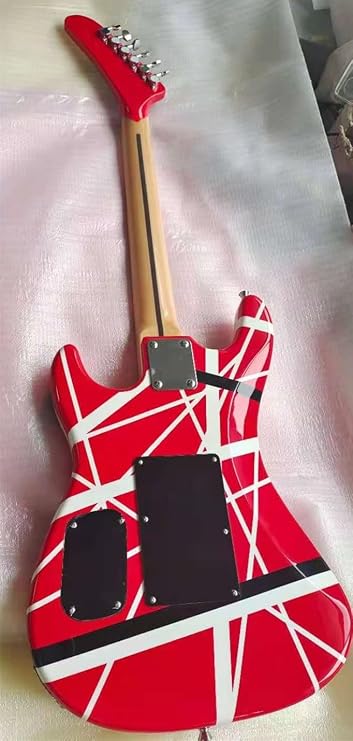 Custom 5150 White Stripe Red Electric Guitar Floyd Rose Tremolo Bridge, Locking Nut, Maple Neck & Fingerboard