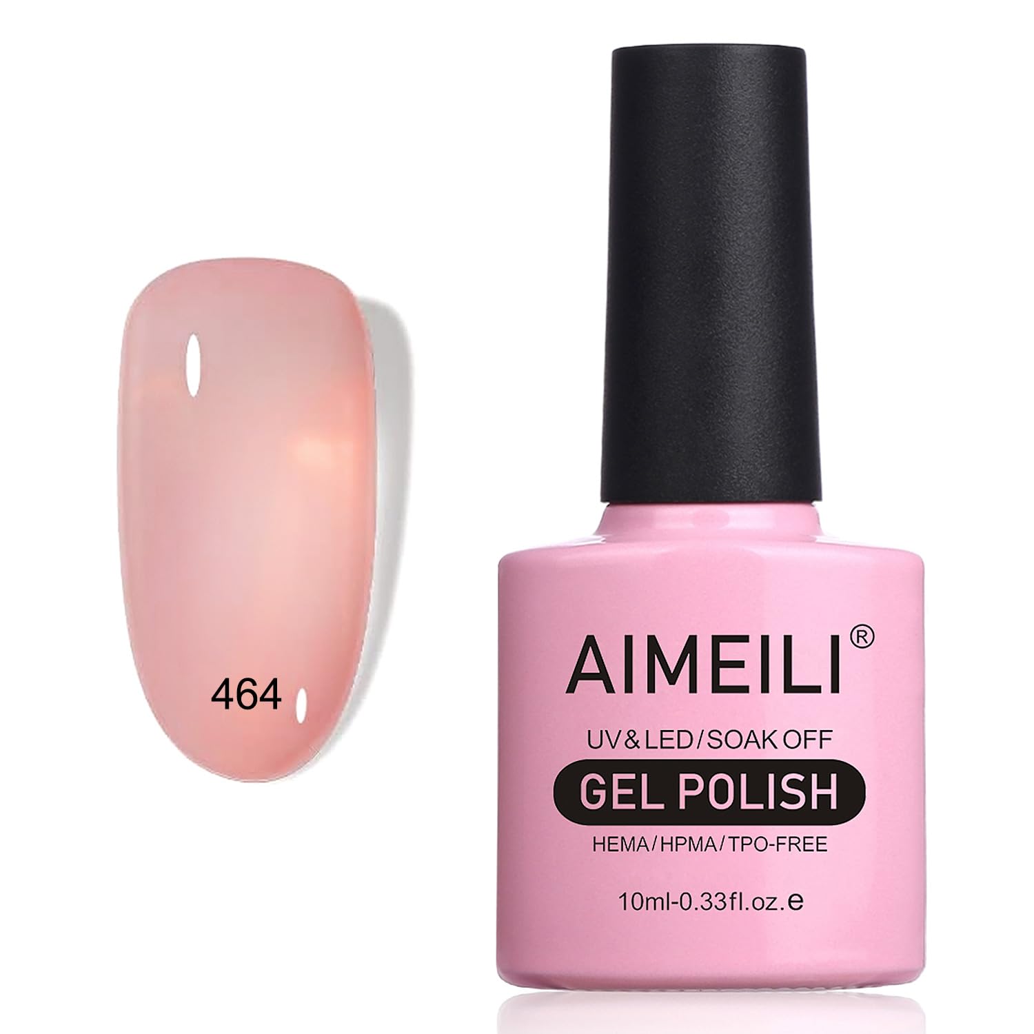AIMEILI Hema Free Jelly Gel Nail Polish, Cruelty Free, Vegan, Soak Off U V LED Translucent Nail Art - (464) 10ml