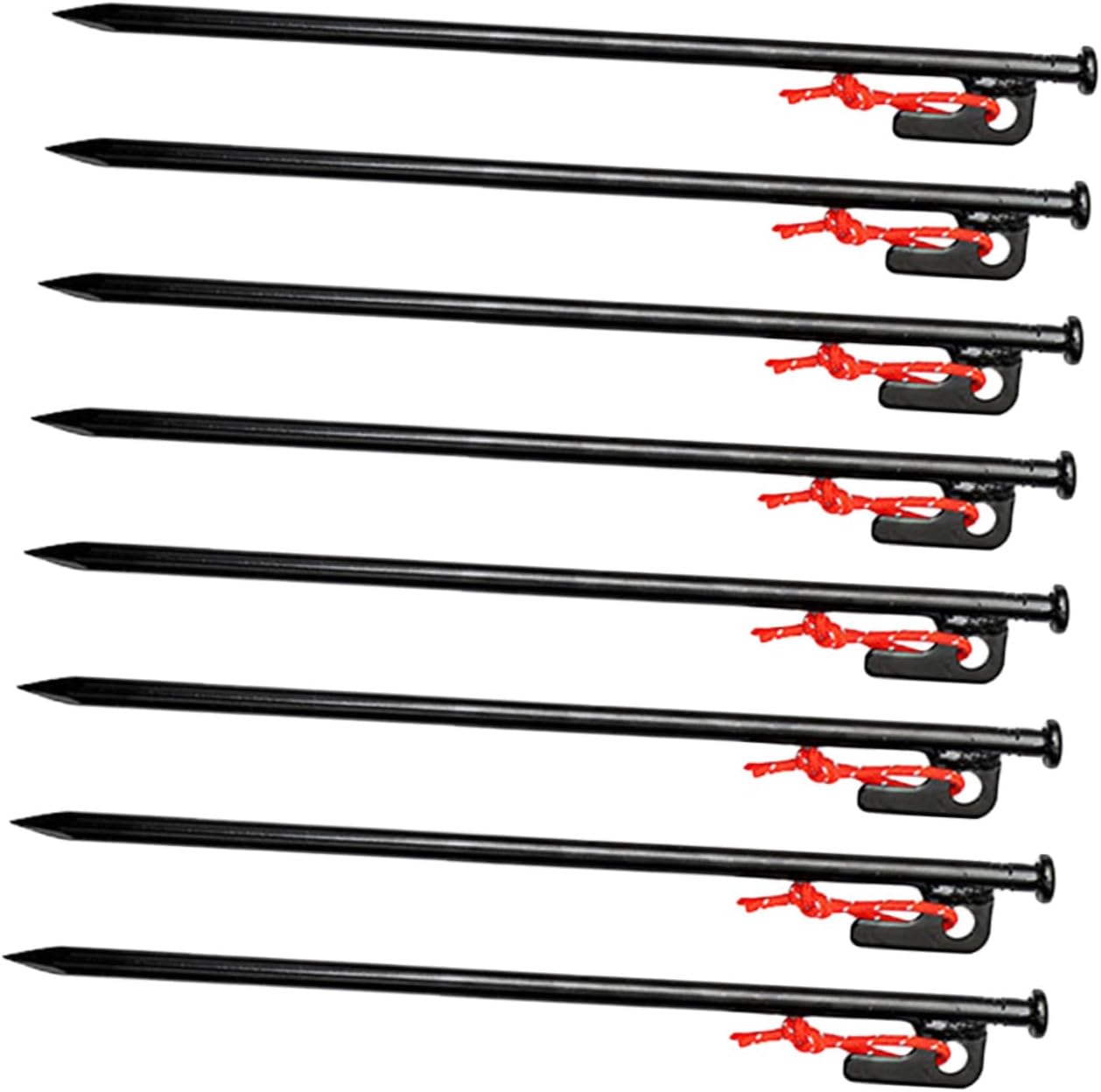 Uonlytech Heavy Duty Tent Stakes Ground Pegs Metal Tent Anchors 30cm Black 8pcs Set with Storage Bag for Camping and Outdoor Shelter Fixing