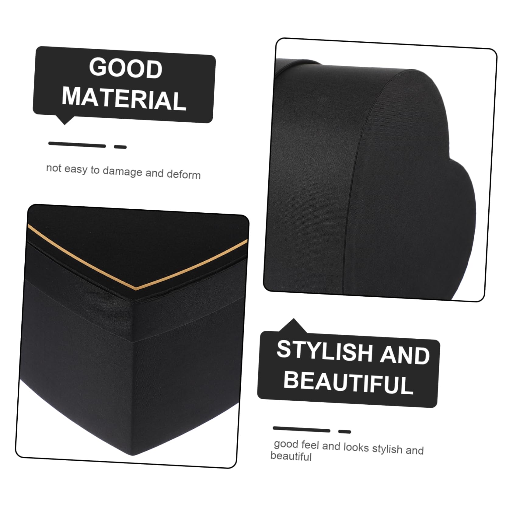 WEKAMOS Herzförmige Geschenkbox Schwarz mit Deckel Stoff Langlebig Aufbewahrungsbox für Kleine Gegenstände Geschenkverpackung für Alltag und Dekoration