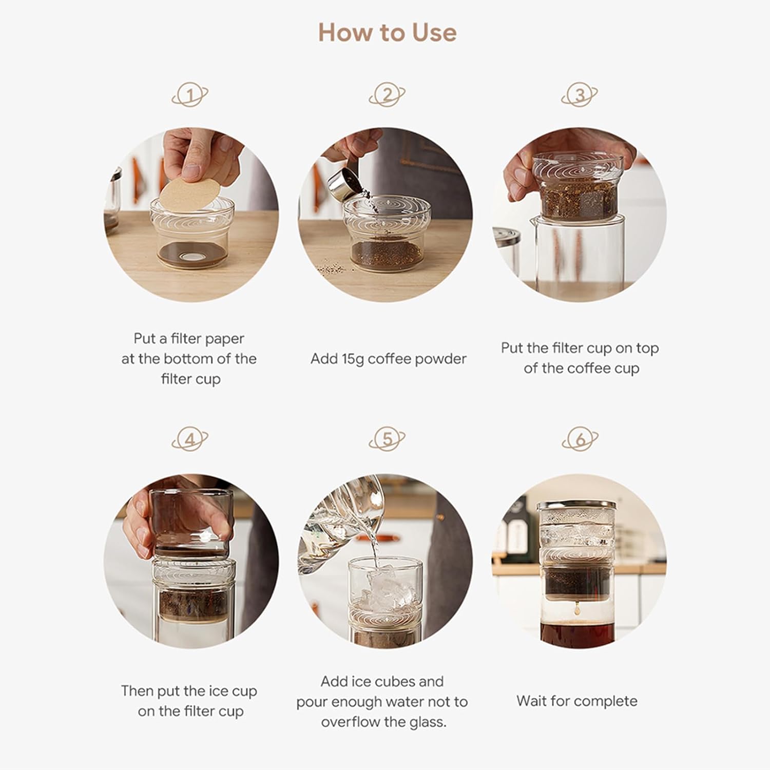 lyrlody Ice Drip Coffee Maker, Cold Brew Smooth Ice Cube Glass Drip Filter Cup Coffee Pot Set with Adjustable Water