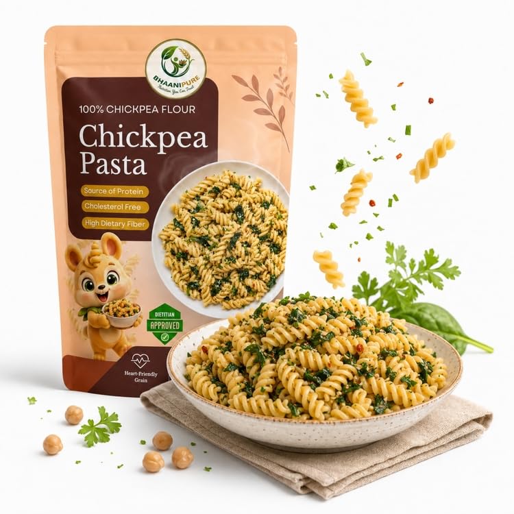 Image of Chickpea Pasta | High Protein, Vegan & Gluten-Free | No Maida, No Rice | Chickpea Fusilli Pasta (500g)