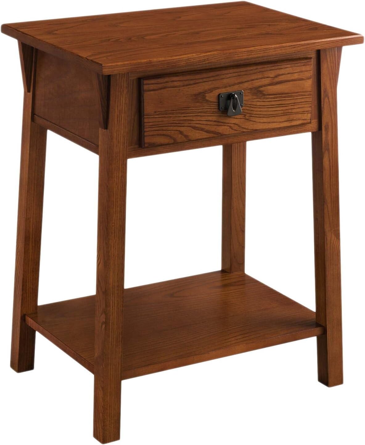 HomeStock Solid Wood End Table with Drawer - Living Room & Bedroom Side Table, Russet, 22" L X 16 "D X 28" H
