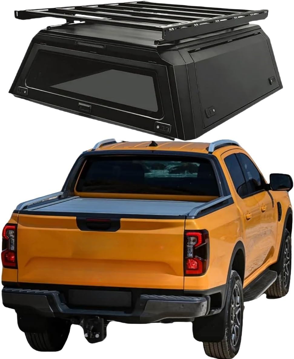 4x4 Waterproof Iron Steel Truck Canopy Pickup Truck Topper Camper Canopy Pickup Camper Topper Compatible for Ranger T6 T7 T8 T9 2012-2024 Hardtop