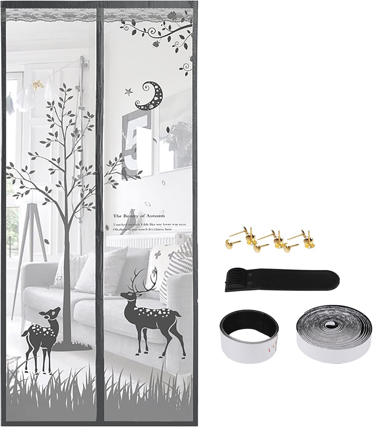 Luxury Fly Screen Curtain for Doors Made of Polyester with