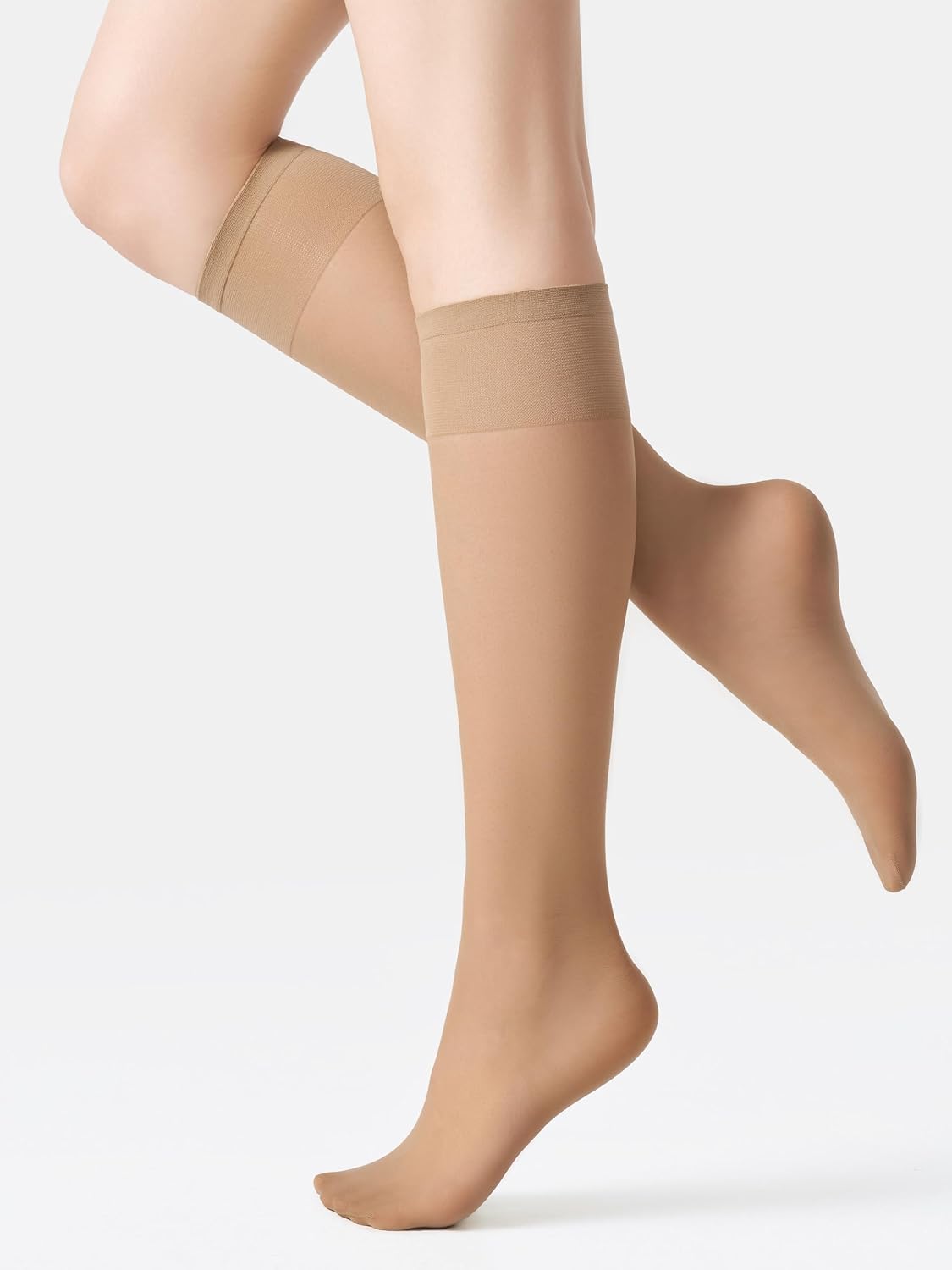 leg elegant Sheer Knee High Stockings for Women, 6 Pairs Knee High Transparent Toes Nylons Pantyhose for Women