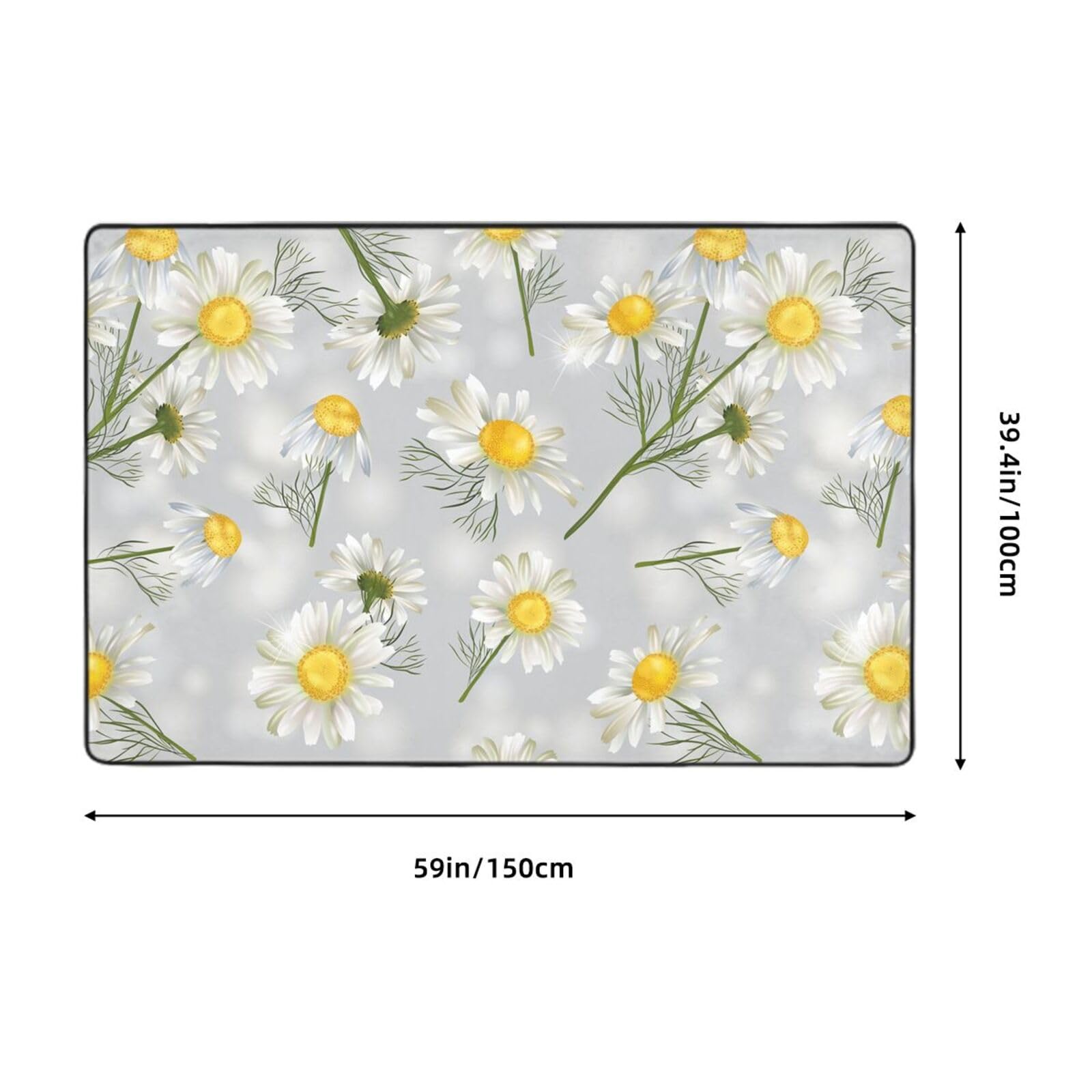 Fleurs de Camomille, Tapis de Sol antidérapant de Grande Taille pour Salon et Chambre, 150 x 100 cm.