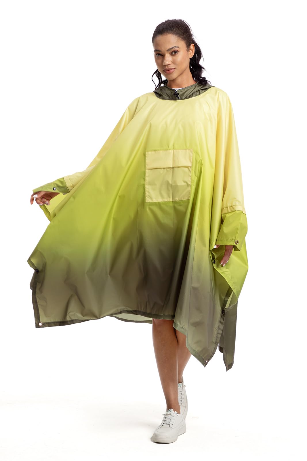 NUUR Veste de Pluie Poncho pour Femme Imperméable Léger Réutilisable Randonnée Manteau de Pluie Veste avec Capuche