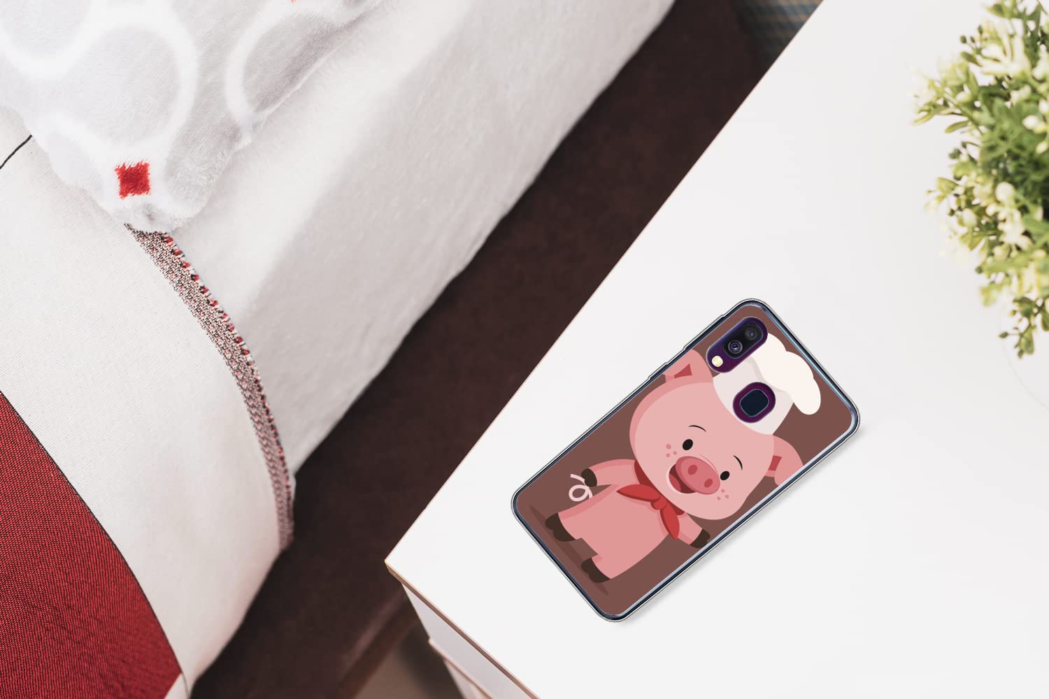 MuchoWow Funda para Samsung Galaxy A40 - Una ilustración de un lechón con Gorro de Cocinero - Funda de Silicona/Funda Blanda para teléfono móvil
